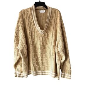 NWOT ASOS Beige Cable Knit Cricket Sweater SZ L